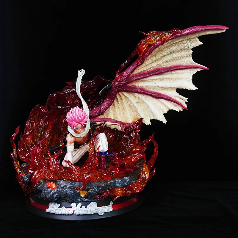

17.7" Anime FAIRY TAIL Etherious Natsu Dragneel Fire Dragon GK Statue Portrait Box Action Figure Collectible Model Toy O61 45cm