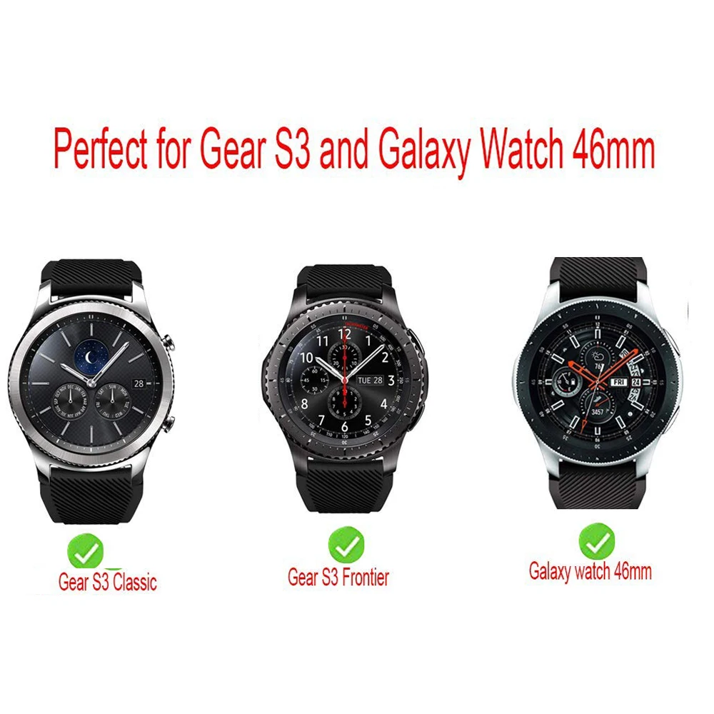 Ремешок спортивный силиконовый для Samsung Galaxy Watch 46 мм универсальный браслет Gear S3