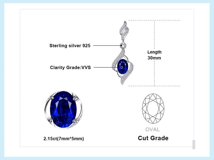 Jewelrypalace деликатный создан сапфир Висячие серьги для Для женщин чистого твердого стерлингового серебра 925 модные очаровательные ювелирные изделия