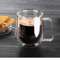double wall glass cup drink cute mugs coffee mug espresso glass water carafe glass cup with handle canecas drinking glasses
