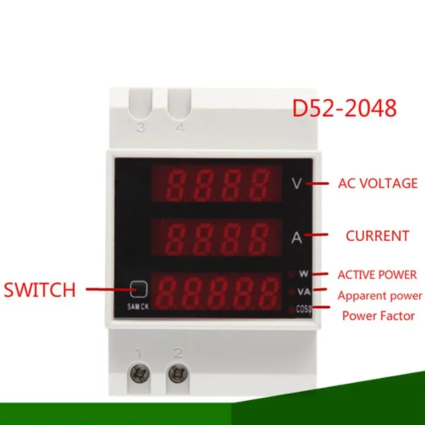 Цифровой счетчик энергии din-рейка светодиодный фактор активной мощности
