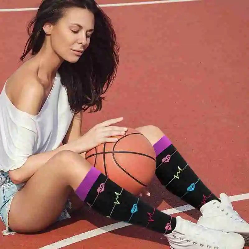 Носки компрессионные нейлоновые до колена спортивные для лечения варикозного