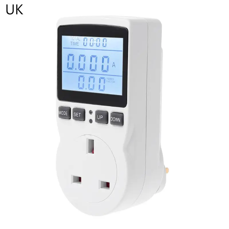 1pc Backlight Power Meter Socket EU/US/UK Plug Energy Current Voltage Watt Electricity Cost Measuring Monitor Outlet | Инструменты