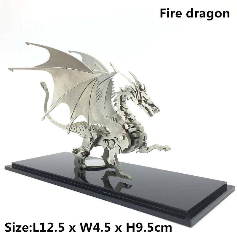 

New 3D Metal Model Chinese Zodiac Dinosaurs western fire dragon DIY Assembly models Toys Collection Desktop For Adult Children