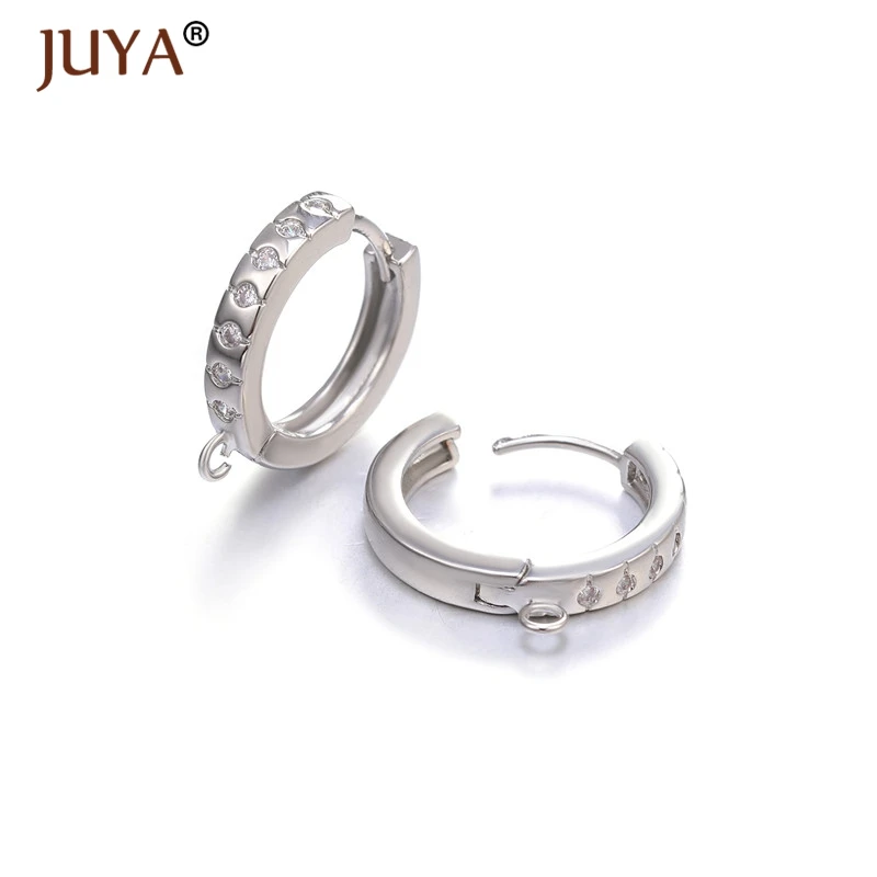 Handmade DIY Hoop Earrings Accessories for Jewelry Making Copper CZ Zircon Gold Color Round Earring Hooks Clasps Findings | Украшения и