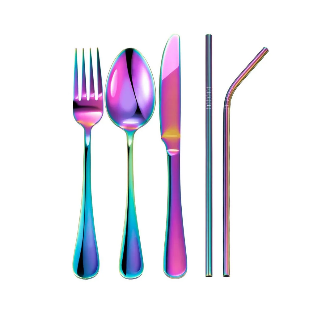 7 шт. походный дорожный набор серебряных изделий из нержавеющей стали столовые