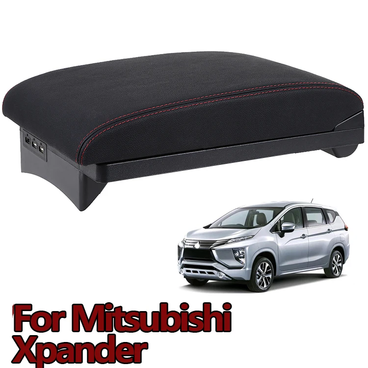 A black. Red line Для Mitsubishi Xpander подлокотник автомобиля аксессуары для интерьера USB подлокотник ящик для хранения центральной консоли Стайлинг украшения - Название цвета: A black. Red line