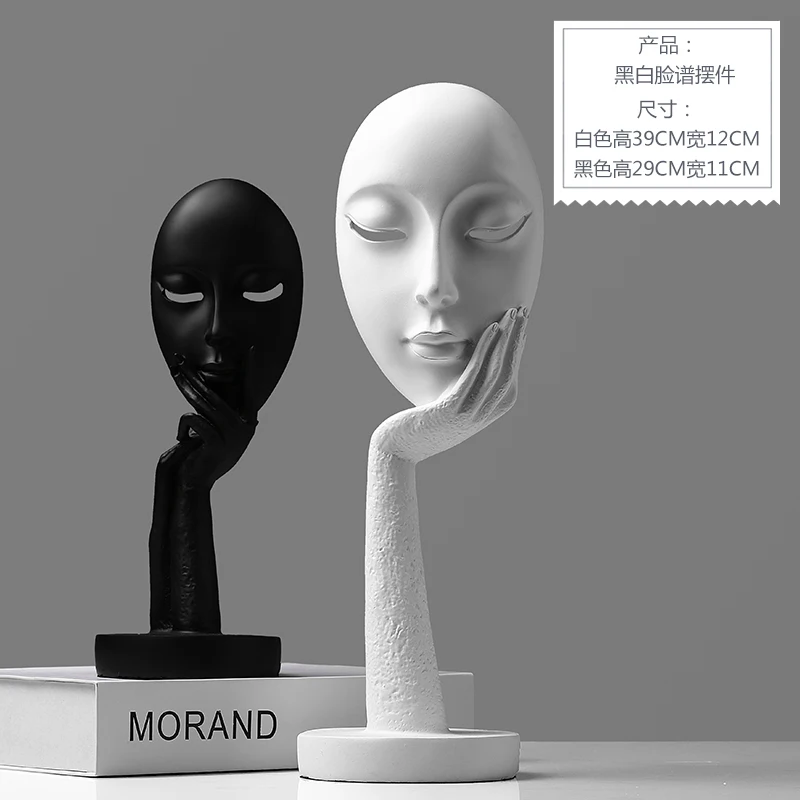 

Nordic Art Black Figurine White Abstract Couple Office Desk Iving Room Figurines Miniature Modern Decoration Home Decor DH50XBJ