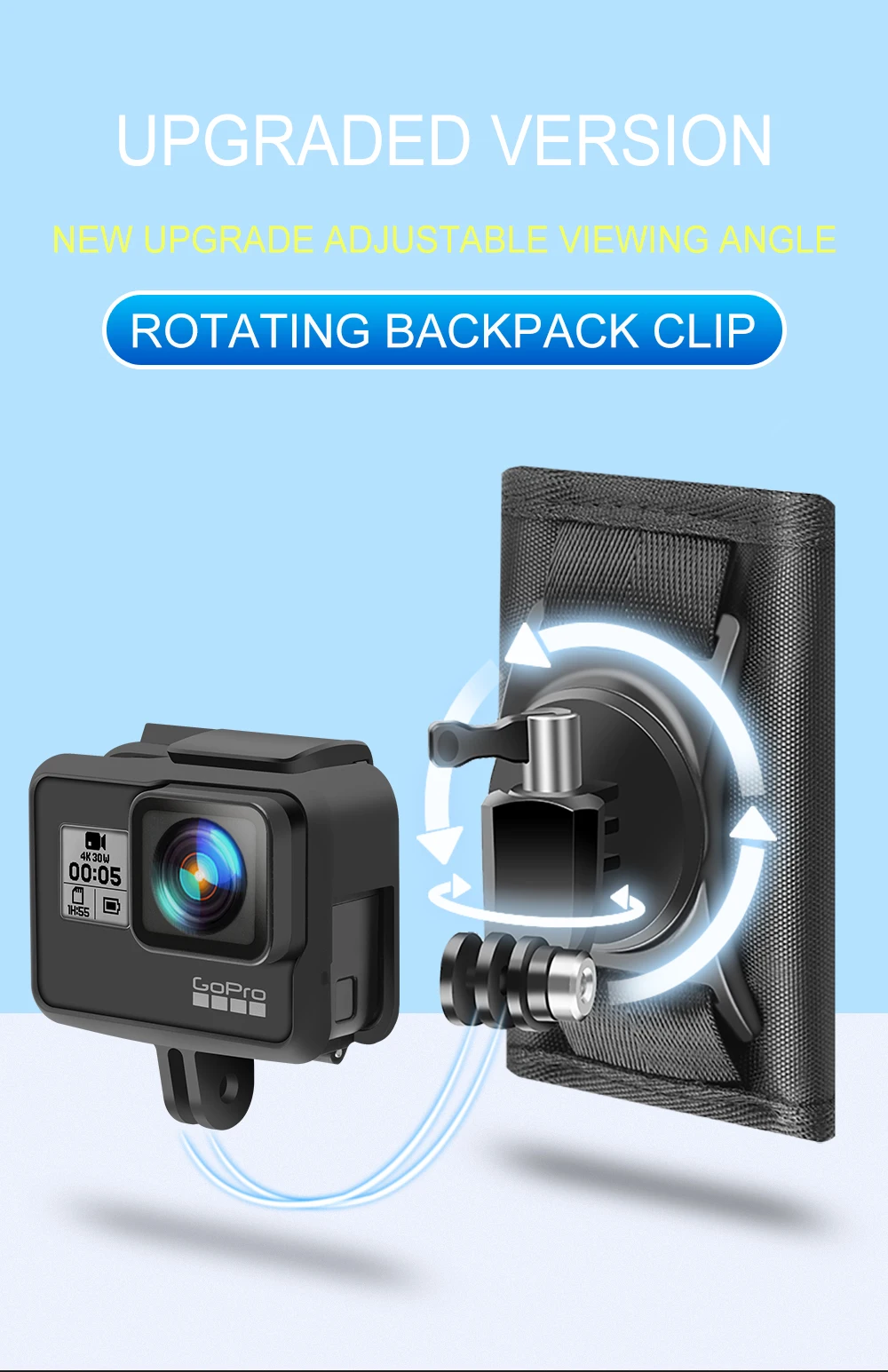 Обновление 360 градусов вращения Сумка зажим для DJI OSMO/Gopro8/Sjcam Quick Release держатель рюкзака адаптер кронштейн аксессуары