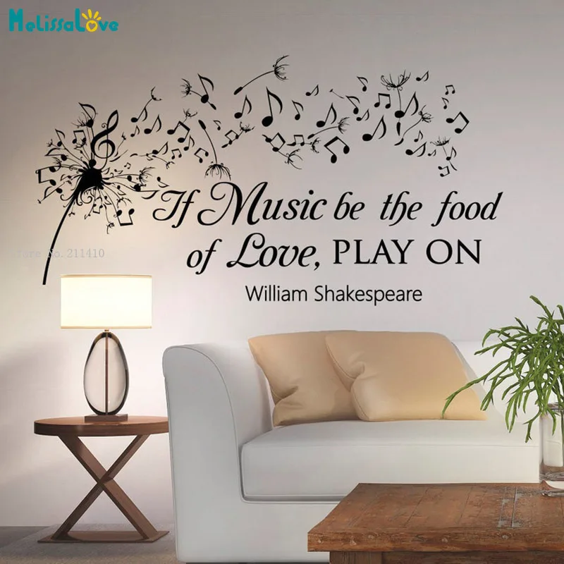 

Одуванчик настенные наклейки Музыка цитаты If Music Be The Food Of Love Play Notes виниловые фотообои съемные YT5693