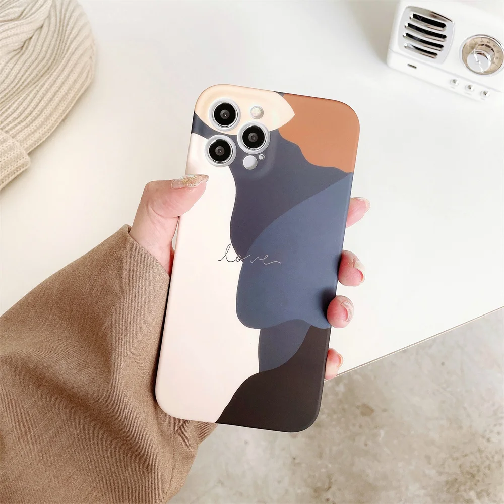 

Korea INS Style Illustration Phone Case For iPhone 11 11 Pro Max XS Max X 7 8 Plus XS 12 Pro Cartoon Pattern Soft IMD Back Cover