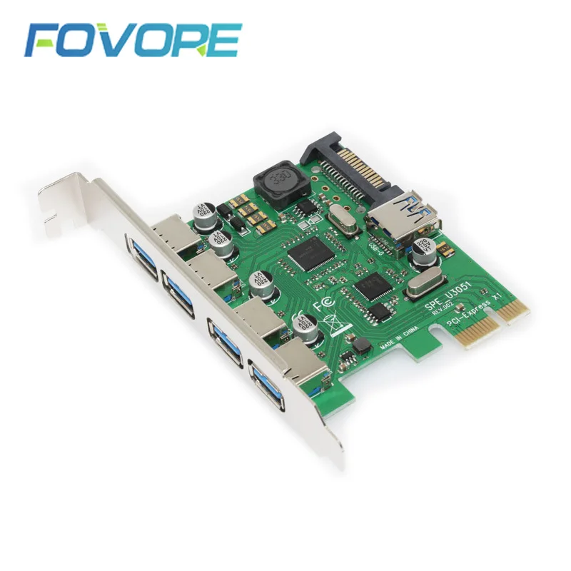 PCIe на 5 портов USB 3 0 адаптер USB3 hub к PCI-e PCI express x1 преобразователь расширенной карты