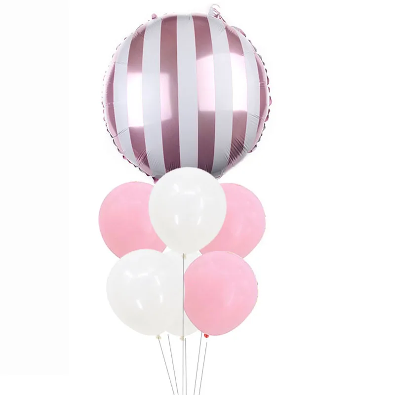 Розовый синий воздушный шар букет макарон в полоску конфеты надувные воздушные