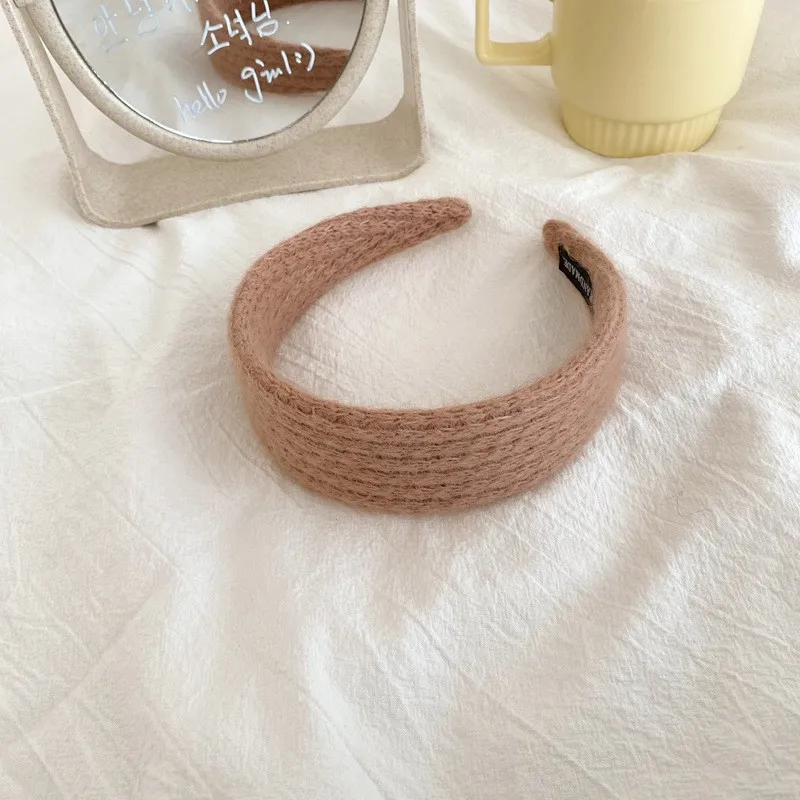 

QCOOLJLY Winter Warm Wool Knitted Hairband For Women Wide-Brimmed Headband Retro Wild Elastic Hairband Hair Accessories
