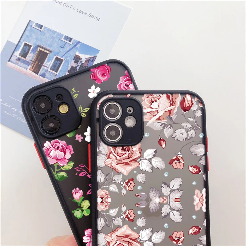 For iPhone 13 Case Flowers Scarlet Soft TPU Camera Protective Cover For iPhone 14 12 11 Pro Max Mini XR XS Max X 7 8 Plus SE 20