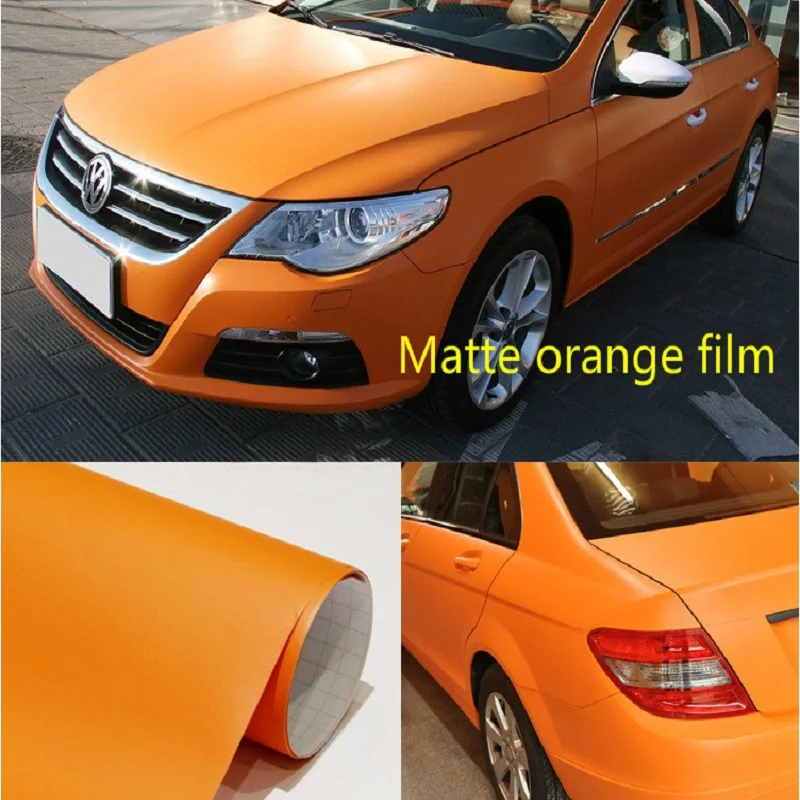 Матовая оранжевая пленка виниловая оберточная воздушная наклейка без пузырьков