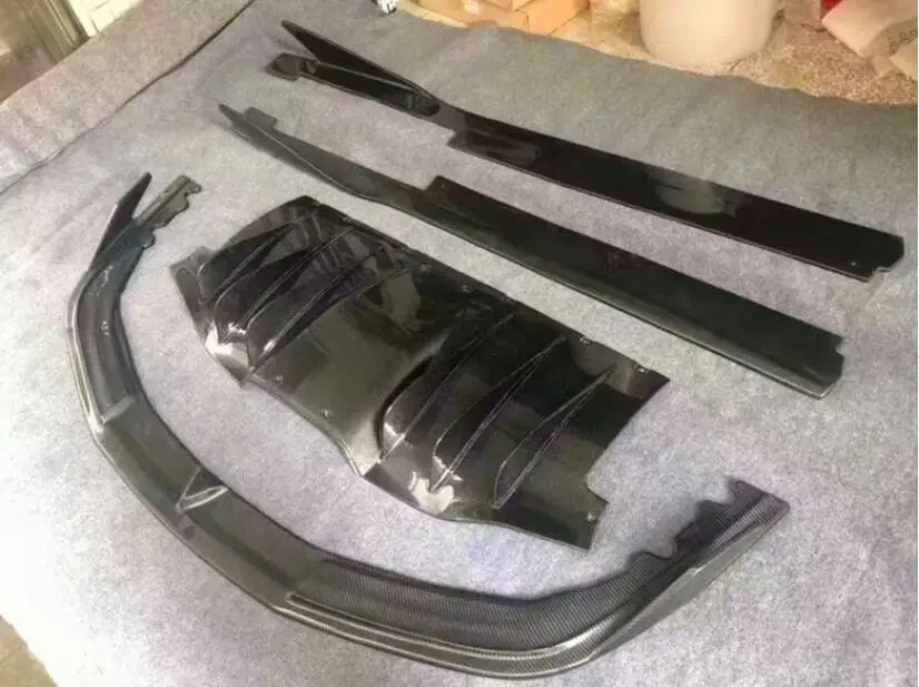 Углеродное волокно переднего бампера v-стиля задний бампер диффузор сбоку юбки