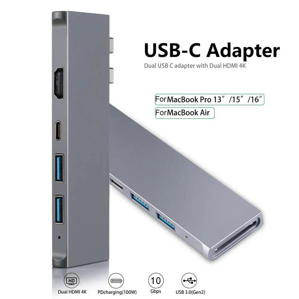 Тип-C расширения док-станция для двойной PD 7 в 1 USB хаб мобильный телефон Тетрадь