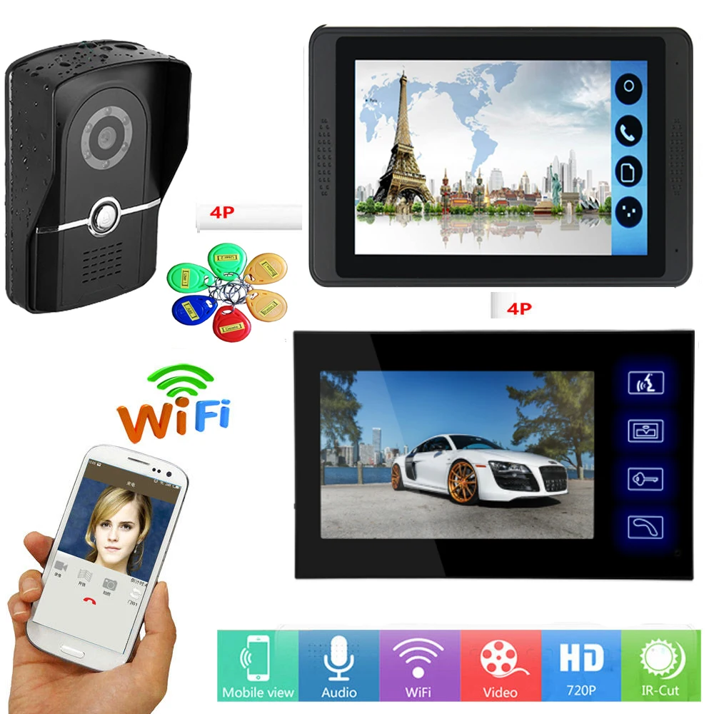 Smartyaba RIFD/приложение разблокировка wifi видеодомофон 1000TVL HD IR камера максимальная поддержка TF карта беспроводной/проводной дверной звонок Домофон
