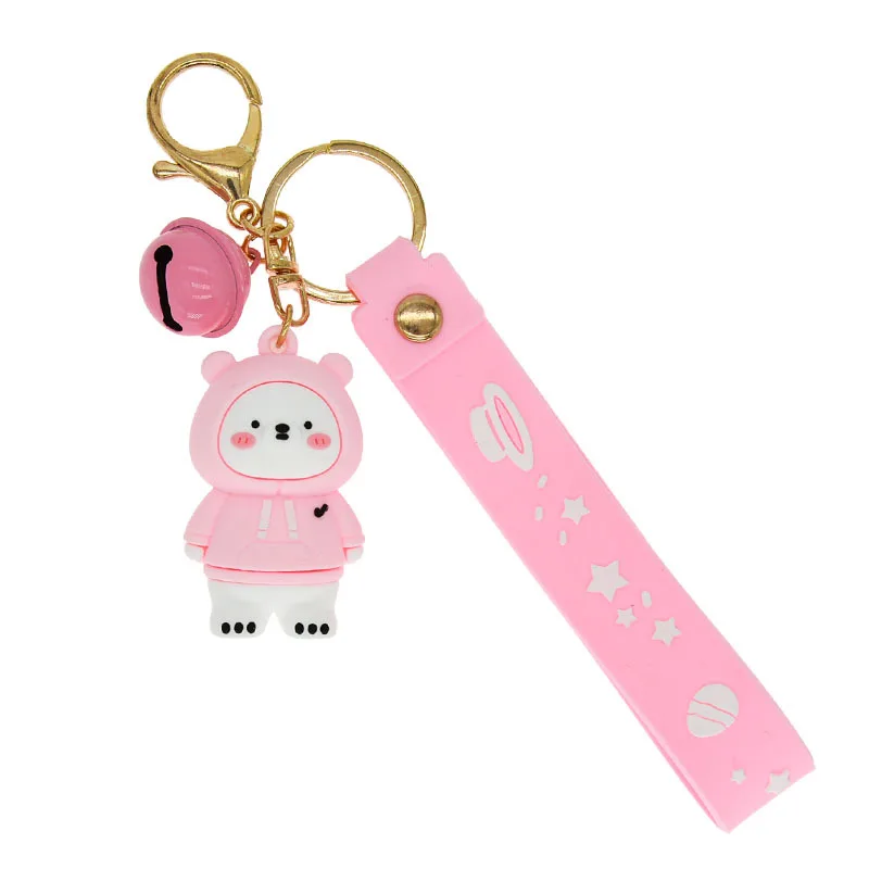 

2021 Cute Cartoon Bear Keychains Silicone Doll Key Chain Lovers Style Pendant Accessories Key Rings Web Celebrity Female