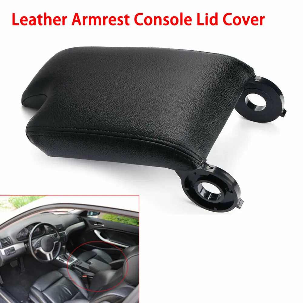 Накладка на подлокотник автомобиля черная кожаная для BMW E46 3 серии 1999 ~ 2004
