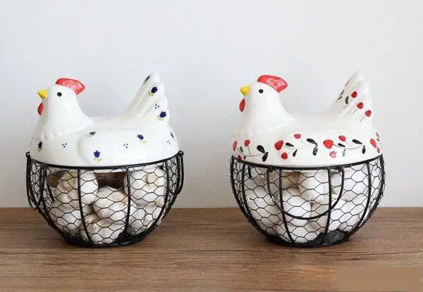 Железная корзина для хранения с крышкой курицы милая кухонная яиц мелочей|Лотки