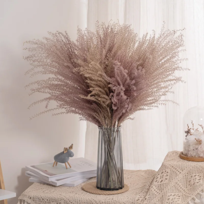 Ramo de Flores de ca&ntilde;a secas reales para decoraci&oacute;n del hogar, Flores de mesa Preservadas, hierba de Pampas Natural para habitaci&oacute;n, 30 piezas-0