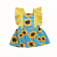 baby girls sunflower printed romper newborn summer clothing square neck ruffle sleeve romper dress casual jumpsuit