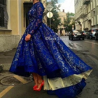 arabic style long sleeves prom dresses royal blue lace dresses 2022 cheap new elegant celebrity dresses formal evening gowns