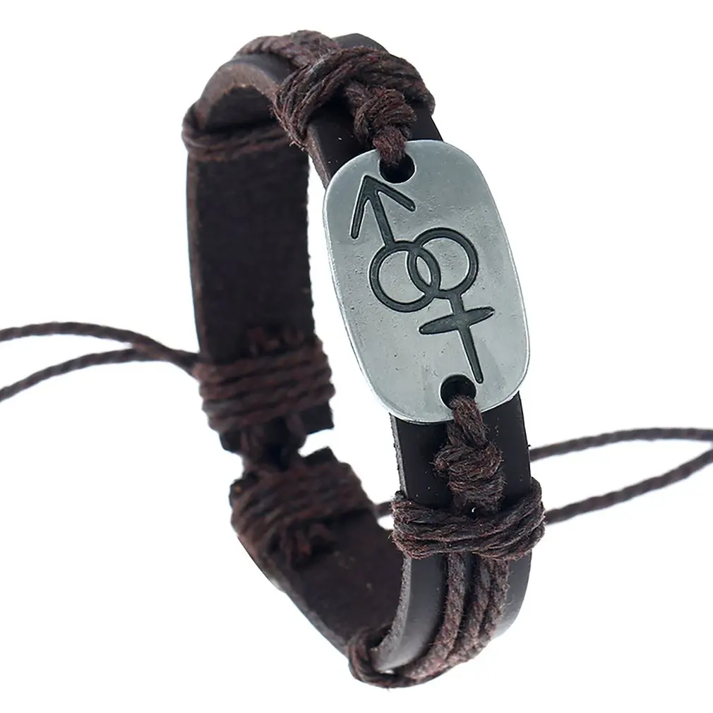 

Braided Alloy Leather Bracelet Couple Bracelet Men's Leather Bracelet