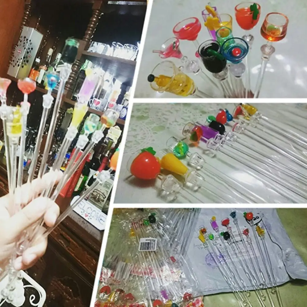 

10Pcs/set Cute Cocktail Drink Mixer Bar Puddler Muddler Stirring Mixing sticks Ladle Stirrer Swizzle Sticks for Kitchen Tools