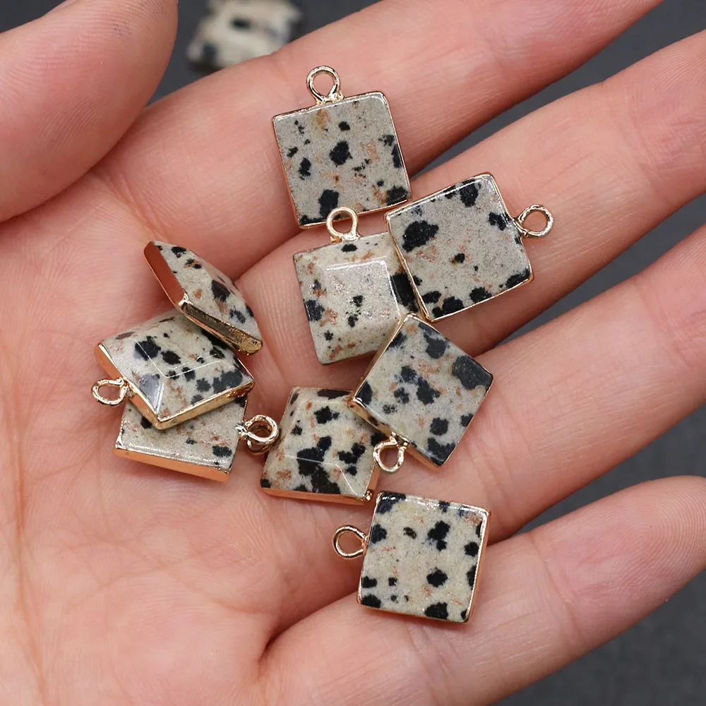 

5pcs Natural Stone Square Shape Damation Jaspers Charms Pendants for Jewelry Making Beadwork DIY Bracelet Necklace Accessories