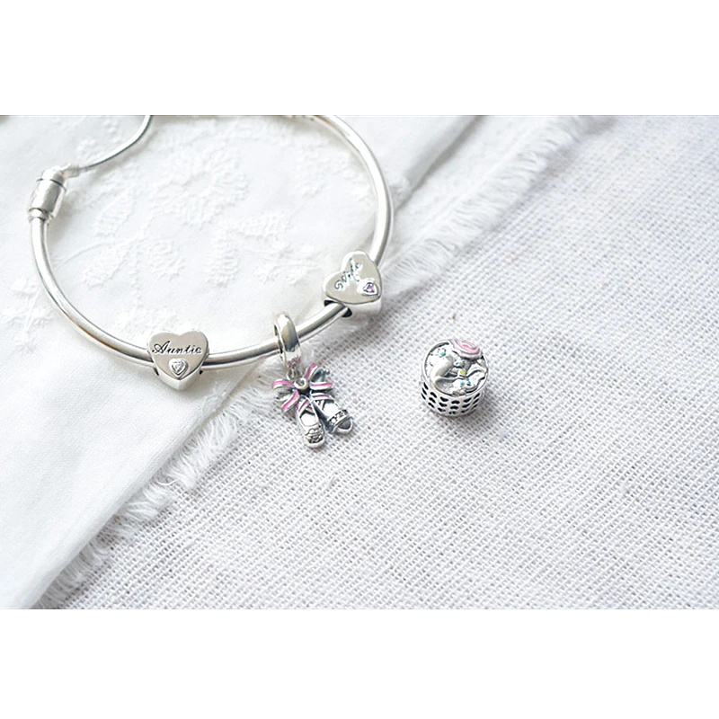 Роскошная 925 пробы Серебряная обувь с бантиком подвеска в форме сердца