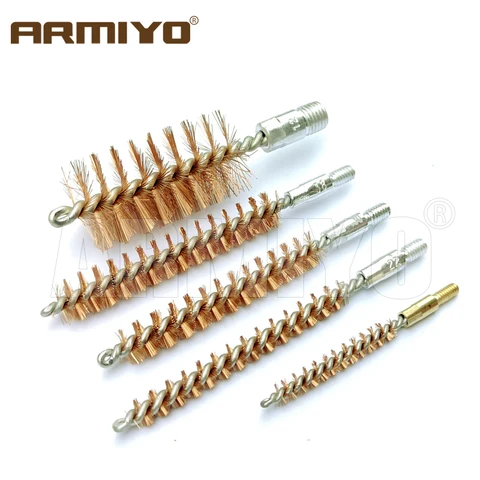 Armiyo .17Cal .22Cal 7,62mm 9mm 12GA оборудование для очистки отверстия 22lr ствол бронзовая Щетка резьба 5-40 8-32 5/16 "-26T охотничий набор