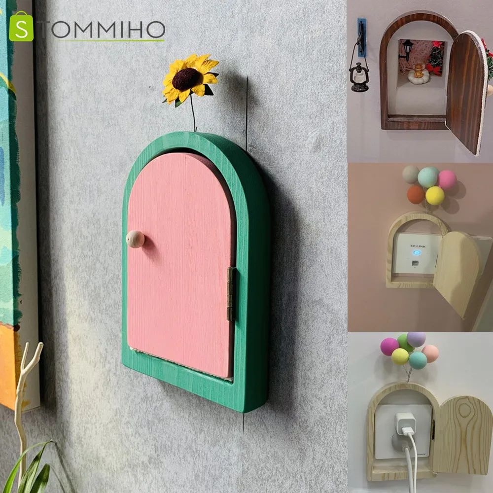 

STOMMIHO Wooden Switch Socket Protection Cover Sticker Mini Door Mold Wall Decoration Wall Hole Hide Cover Home Decor