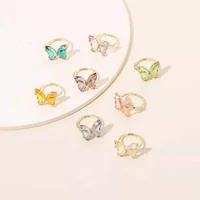 acrylic rings casual colorful butterfly for loverteen girls retro open couple korean jewlelry hollow cute fingers resin rings