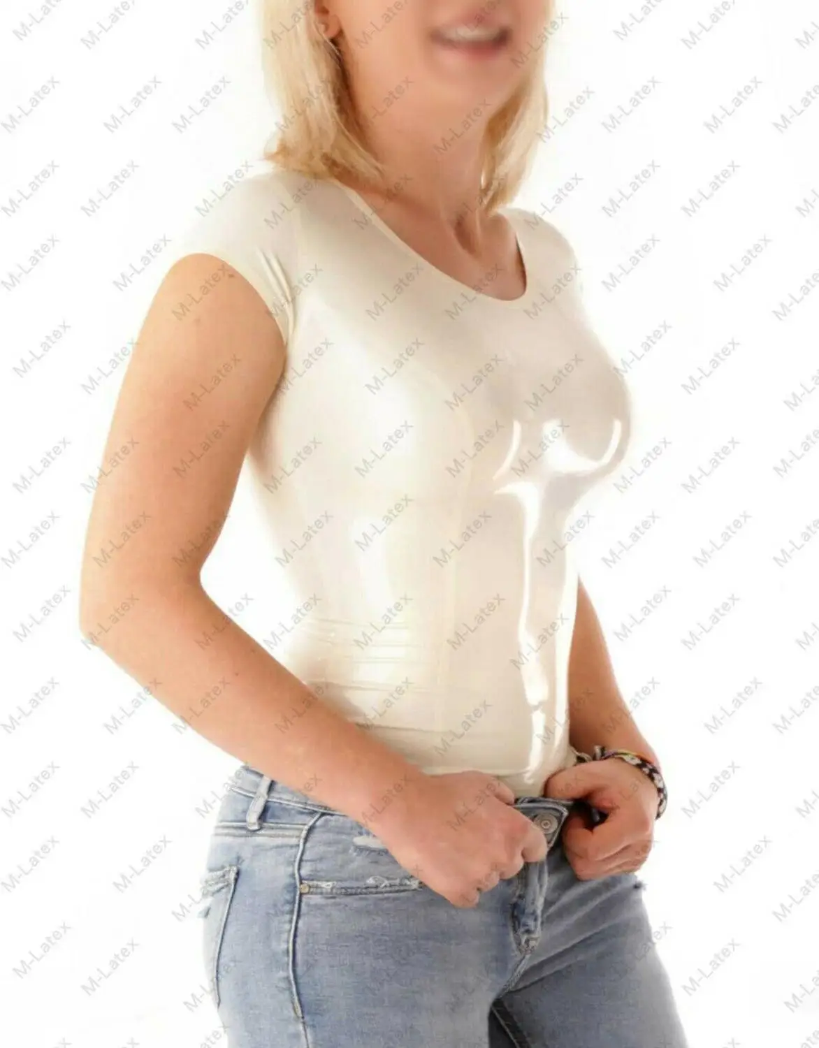 Латексная резиновая футболка Gummi с короткими рукавами Боди-топ под заказ 0 4 мм |