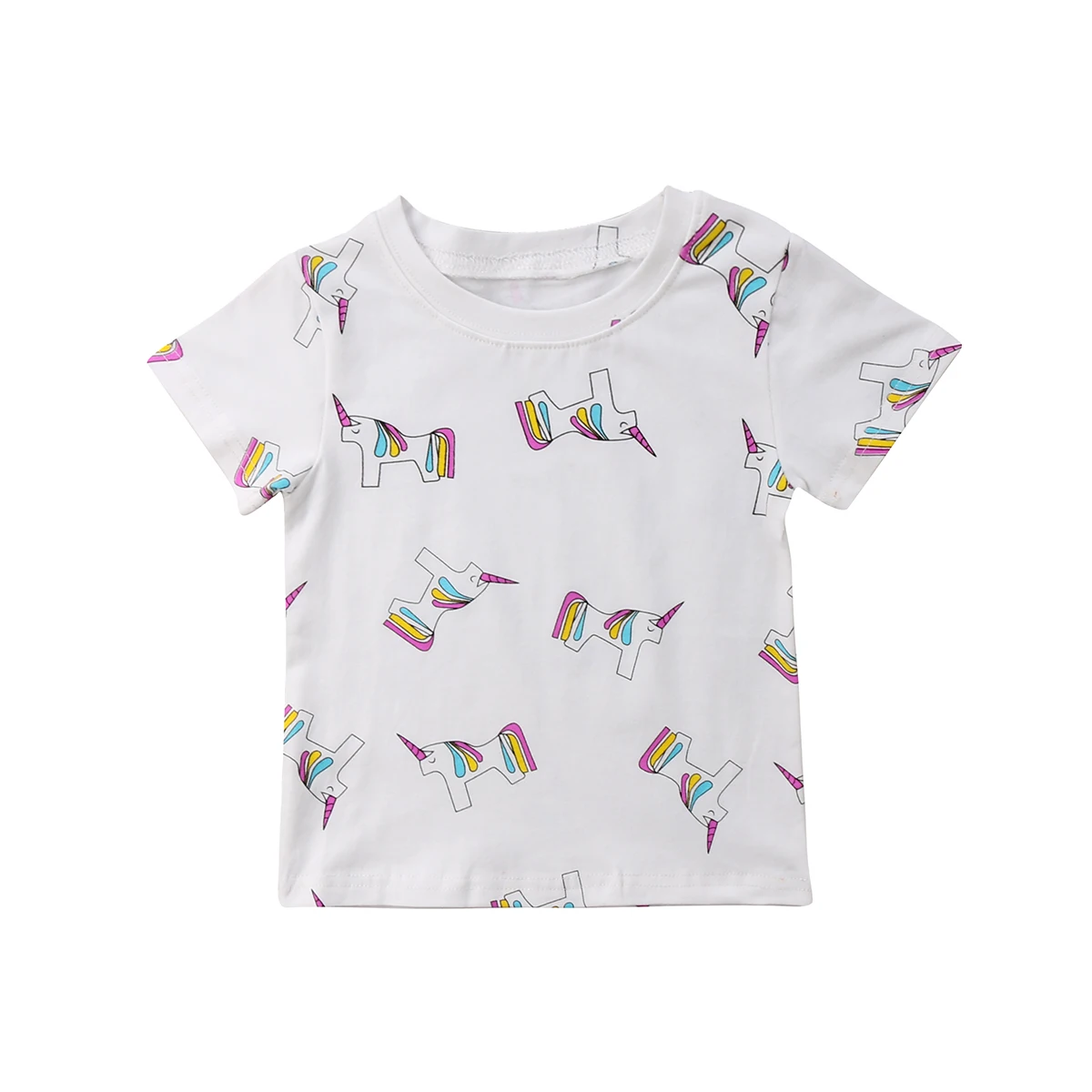 2019 топы с короткими рукавами единорогом для маленьких мальчиков и девочек белая
