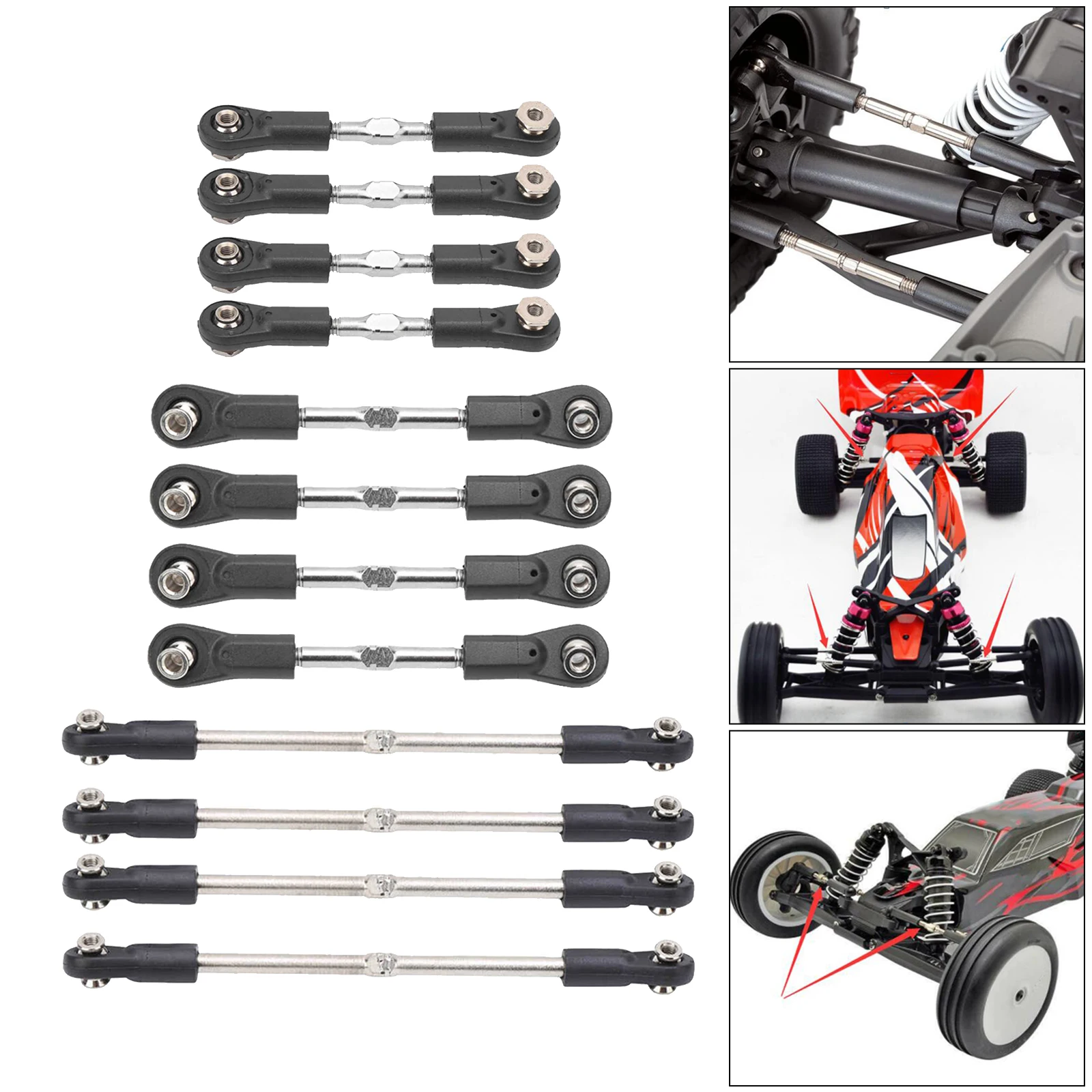 

Upgraded Metal RC Steering Rod Servo Linkages for ZD Racing HSP HPI RC Car Model Parts with Screws Nuts