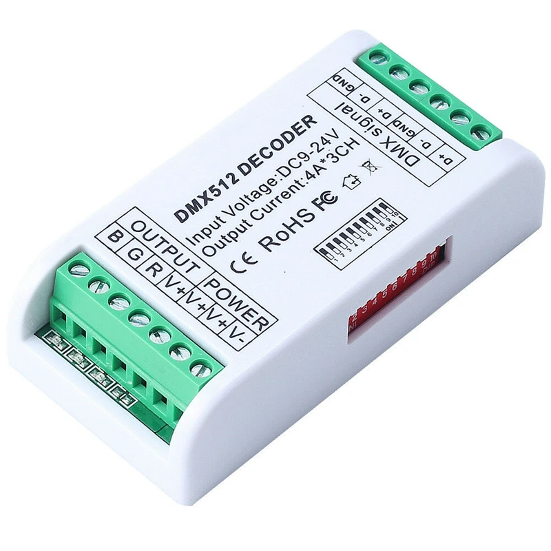 3CH DMX 512 LED Decoder Controller Dimmer 9V-24V Console USB for RGB Strip | Электроника
