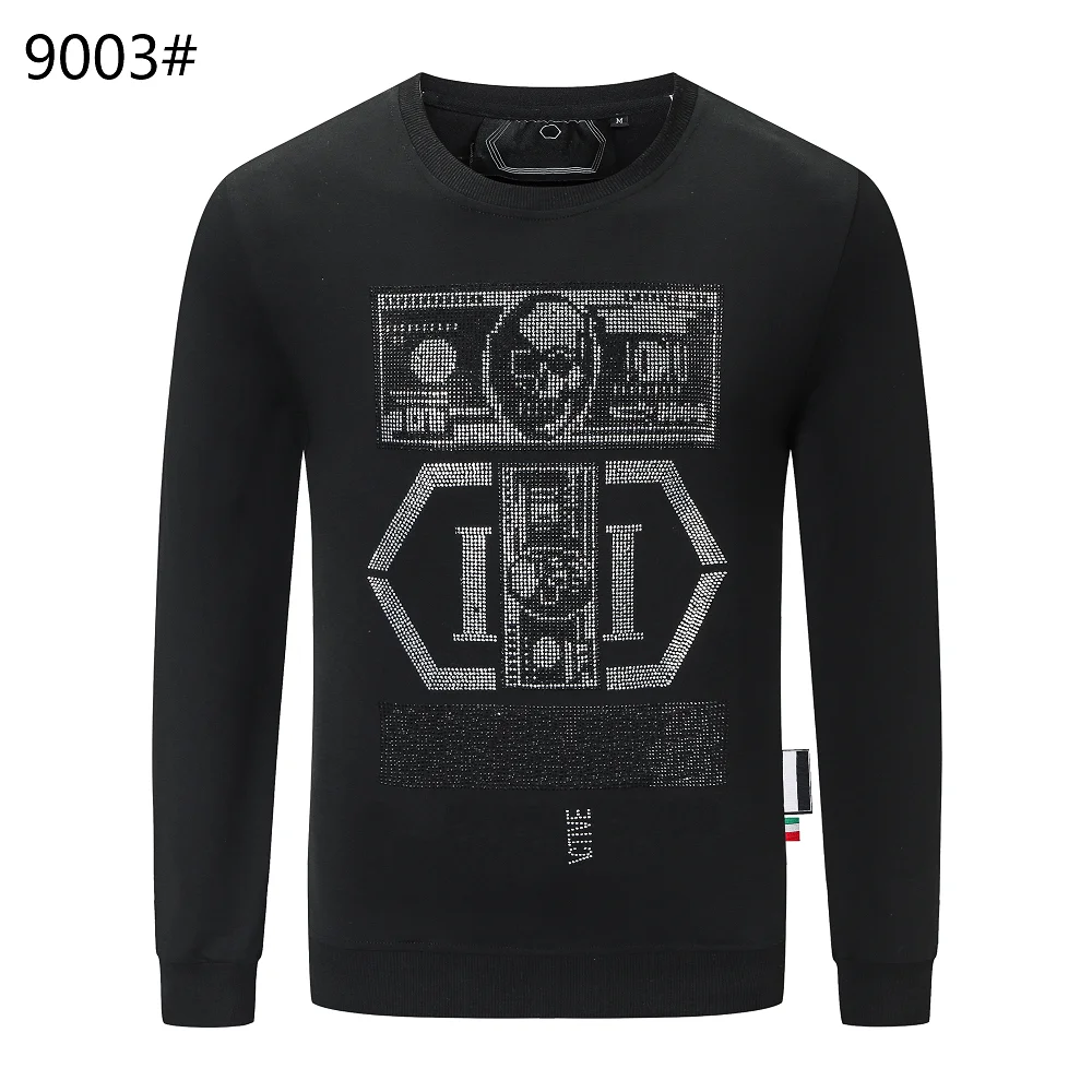 

Plein-brand Sweatshirt Pullovers Long Sleeve Male Hoodies Fashion Black Skull Sweatshirts O-Neck Casual Hoodie Men
