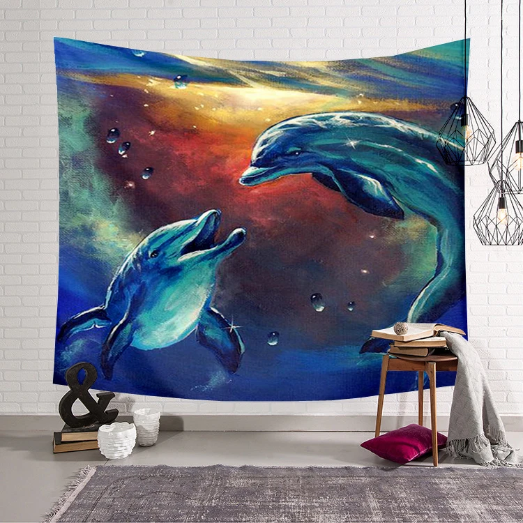 

PLstar Cosmos Cute dolphin colorful animal Tapestry 3D Printing Tapestrying Rectangular Home Decor Wall Hanging New style-6