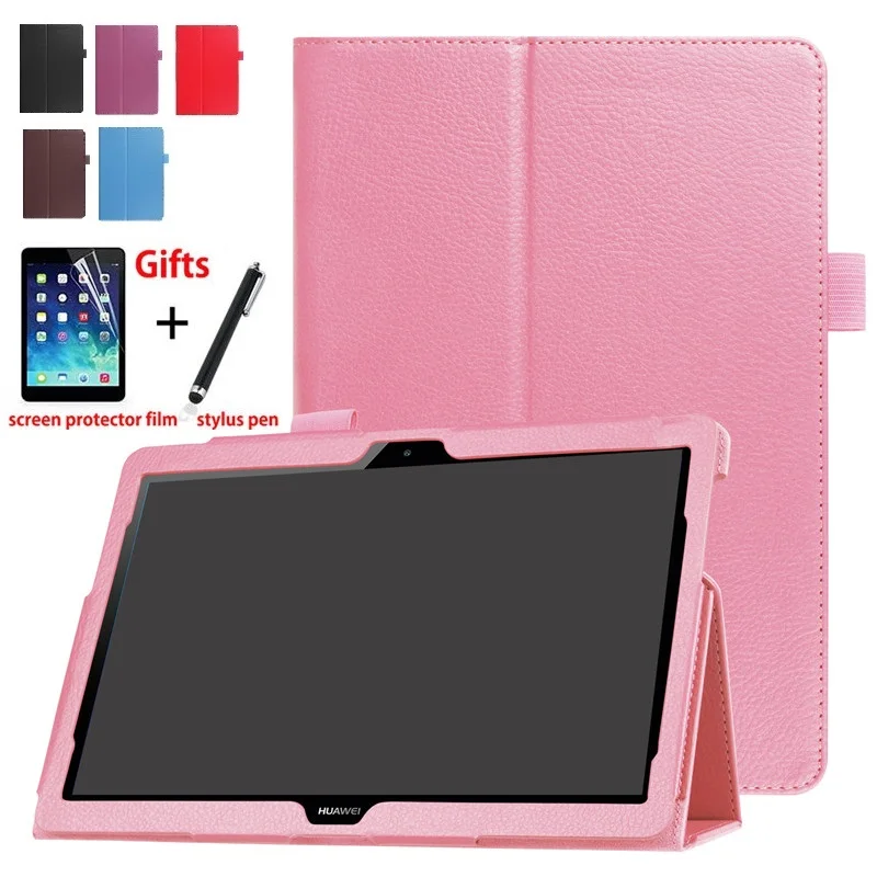 

For Huawei Mediapad T3 10 BG2-U01 PU Leather Smart Stand For Huawei Mediapad T3 10 AGS-W09 L09 Tablet PC Case Cover Pen+Film