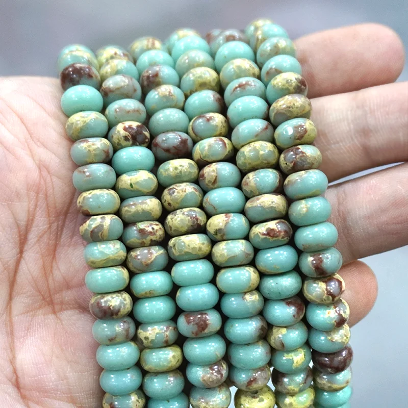 

Natural Sea Sediment Turquoise Shoushan Imperial Jaspers Rondelle Spacer Beads DIY Bracelets for Jewelry Making 15'' 4/6/8mm
