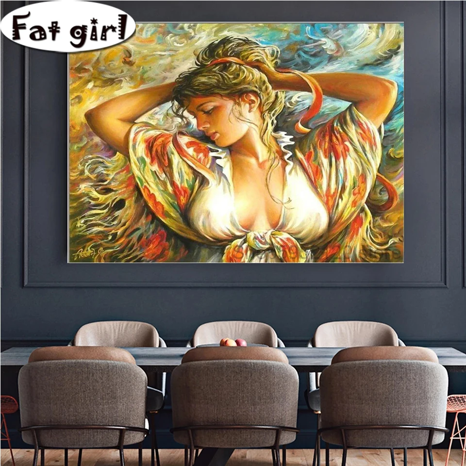 

Алмазная картина для украшения гостиной Северной Европы, 5D Вышивка «сделай сам» с красивым портретом, вышивка крестиком, квадратная, кругла...