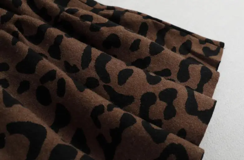 Женская винтажная шерстяная юбка с леопардовым принтом элегантная офисная