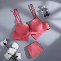 bra set female bra gathered without steel ring one piece traceless sexy thin girl female student small chest underwear