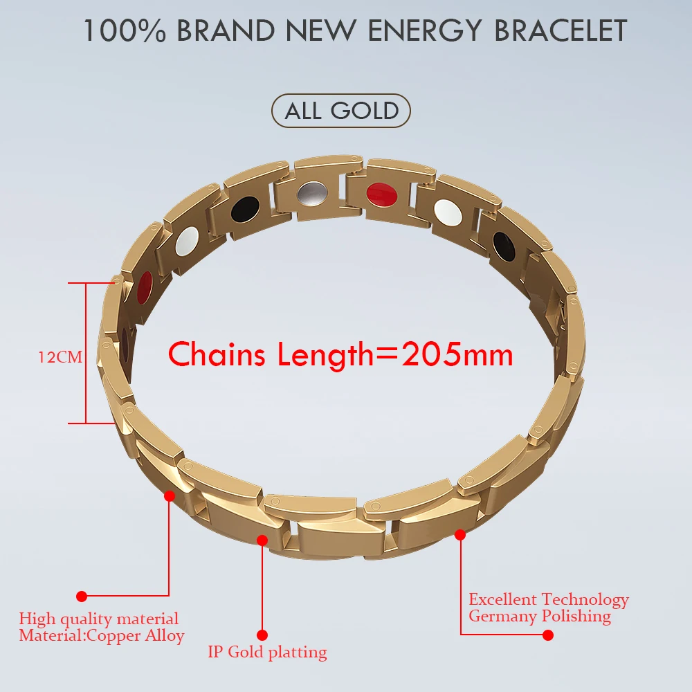 Abrray Магнитный гематит медный браслет мужские браслеты для здоровья с застежкой