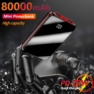 80000mah mini portable digital display power bank 2 usb fast charging external power supply suitable for xiaomi iphone samsung free global shipping