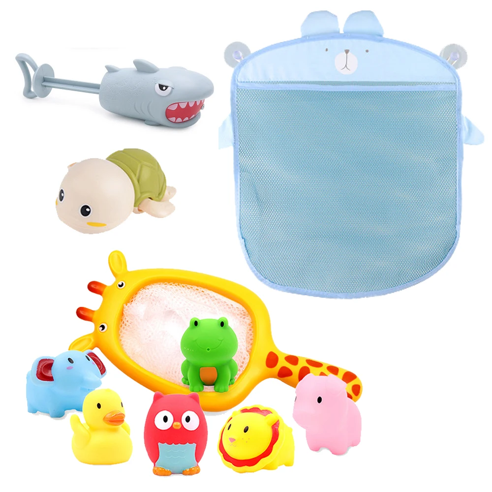 

Bath Toys with Ocean Animals, Bathtub Toys, Bath Toys Organizer ,Wind Up Bath Toys, Floating Toys, Water Blaster Toys and Net